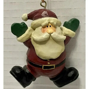 Santa Claus Christmas Ornament Open Arms and Green Gloves Red‎ Hat 3 Inch
